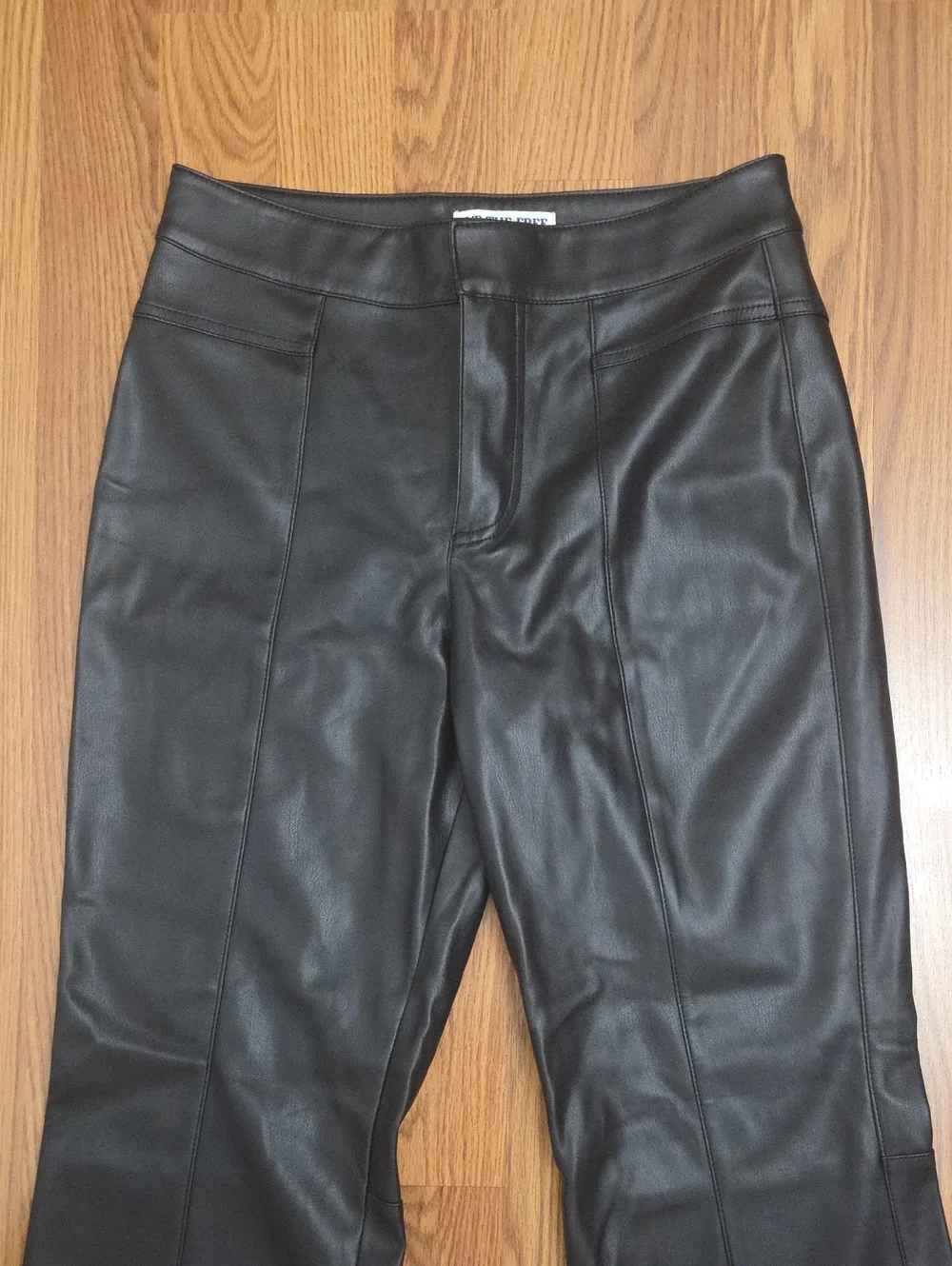 Free People Uptown Black High-Rise Vegan Leather Pants/ 4